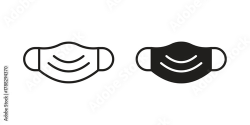 Face mask icon illustration, thin line vector, web design sign,