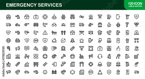 Emergency Services Bold Icon Set. Professional and Creative icons for first aid, rescue, and safety
