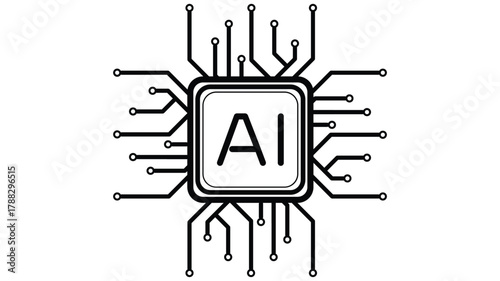 Sleek artificial intelligence chip design showcasing connectivity and innovation for technology of the future, ideal for AI concepts and modern tech solutions