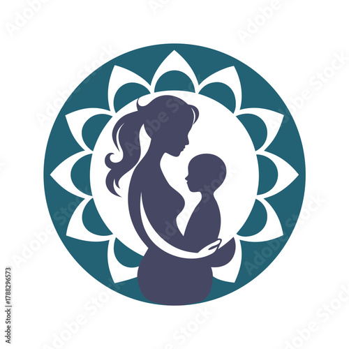 Mother Child Mandala Silhouette Concept Artwork