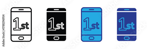 Four mobile phone icons displaying the number 1st, representing first place or achievement