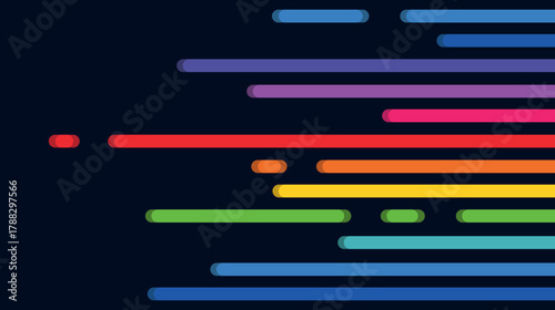Colorful abstraction of liquid rainbow spots, LGBT colors on a black background in the form of bright colored lines, colored pencils and paints, thick brushstrokes of paint, business schedule