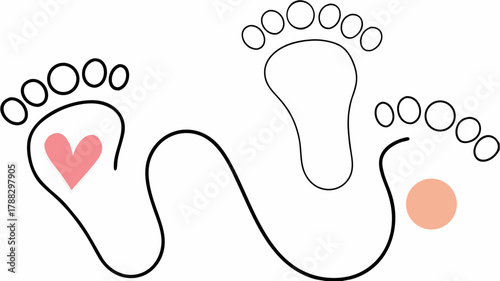 Delightful baby footprints with heart and circle add a touch of love and sweetness to your baby projects, perfect for new arrival announcements