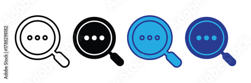 Magnifying glass icon with three dots inside, representing search or investigation