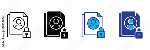 Document with user profile icon and padlock, representing personal data security and privacy protection