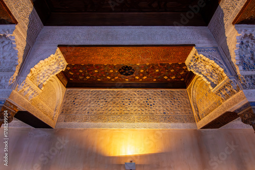 Interiors of Nasrid palace in Alhambra, Granada, Spain