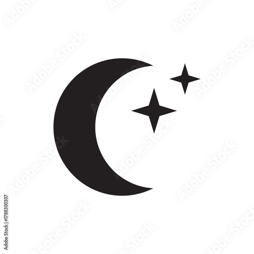 Moon and Stars Night Dark Mode Setting Outline