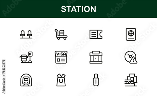 Dynamic Station Icon Collection mapping Metro Lines, Railway Terminals, Bus Hubs, and Travel Dashboards
