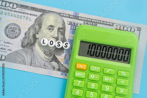 Dollar banknote with text Loss