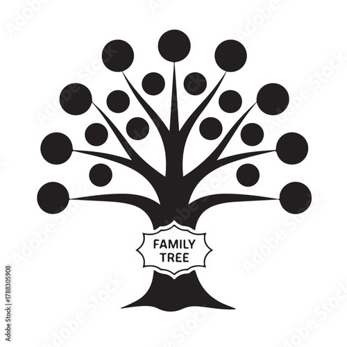 Conceptual family tree diagram with circular nodes