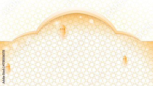 Luxury gold islamic background design with lantern and mosque. Luxury gold background