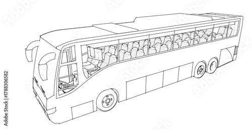  bus sketch concept 3d illustration