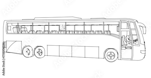  bus sketch concept 3d illustration