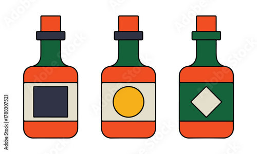 Abstract flat design illustration of three bottles