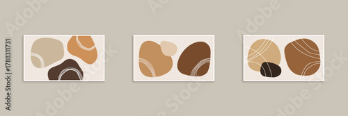 Abstract coffee bean shapes vector art with neutral brown tones and minimalist style for modern design elements