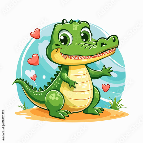 niedliches kleines Krokodil - Cartoon Comic Stil