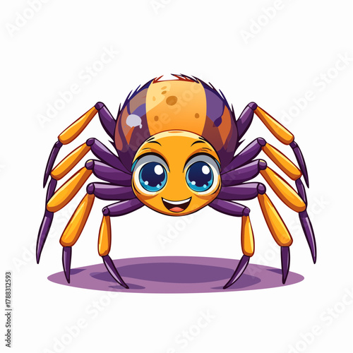 niedliche kleine Spinne mit großen Augen - lächelt freundlich - Cartoon Comic Stil