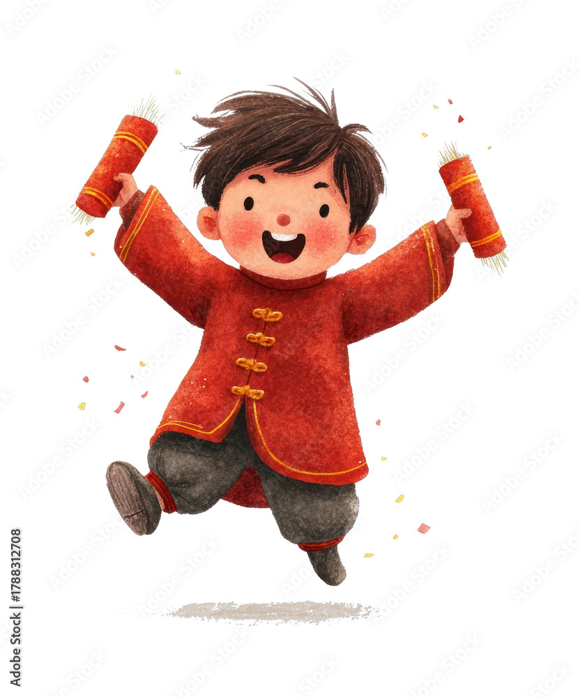 Naklejka premium PNG Joyful child celebrating festival