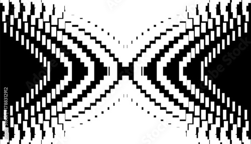 Black and white abstract transition pattern with geometric shapes for modern and sporty design element. Editable graphic resource. Vector Format Illustration 