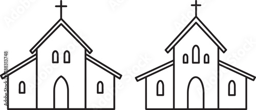Two simple church building silhouettes