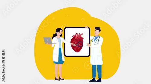 Doctors checking heart concept animation 
