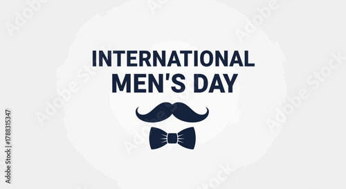 Elegant International Men s Day Celebration Graphic with Mustache and Bow Tie Icon