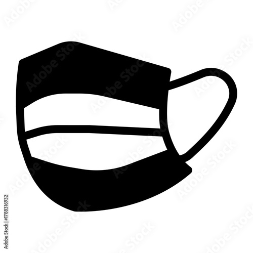 Antibacterial face mask with strap solid icon, safety workwear concept. Vector graphics. Disposable mask, protection sign on white background, style icon mobile or web design.