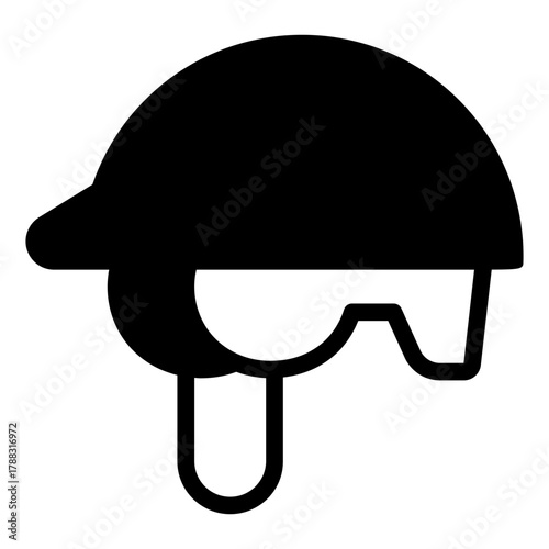 Helmet with glasses and earmuffs solid icon, workwear concept. Vector graphics. Helmet for head, safety sign on white background, style icon mobile or web design.