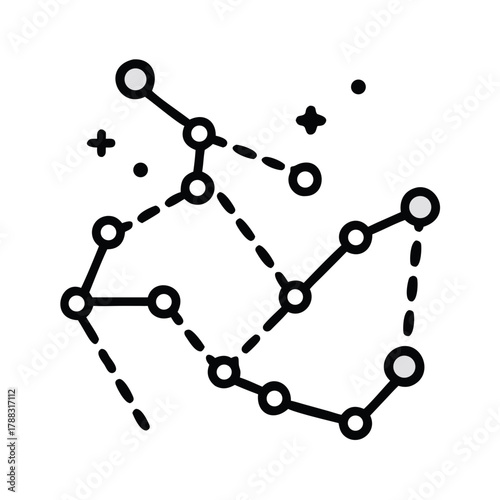 Abstract black constellation network on a dark background illustration