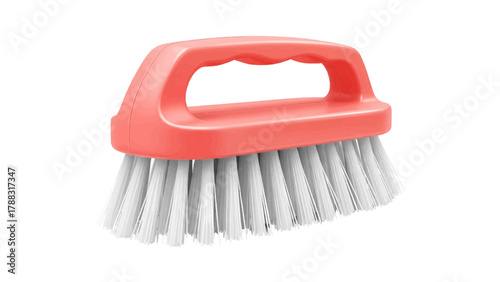 Vector illustration of coral cleaning brush with white bristles and ergonomic handle