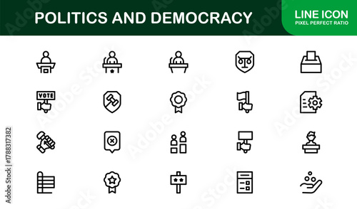 Innovative Politics and Democracy Icon Bundle creating Policy Tools, Voting Dashboards, and Civic Apps
