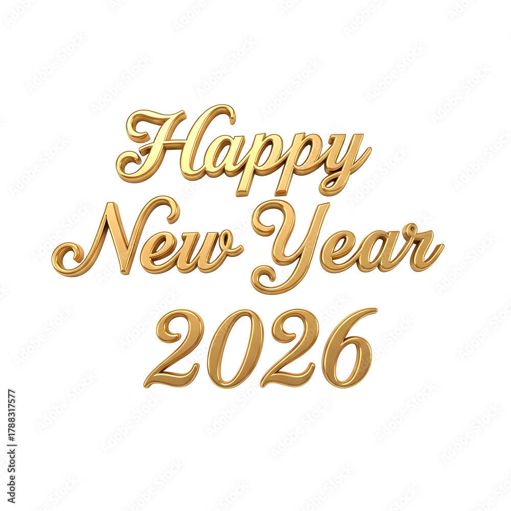 Fototapeta premium Happy new year 2026 golden elegant typography