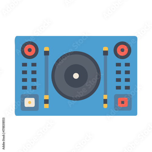 Cartoon style image of DJ audio mixing console