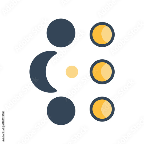 Phases of the Moon graphic representation on black background