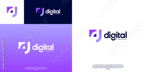 abstract smart technology logo, with letter concept, digital system services, graphic design template.
