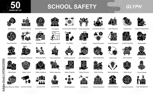 School safety glyph iconset