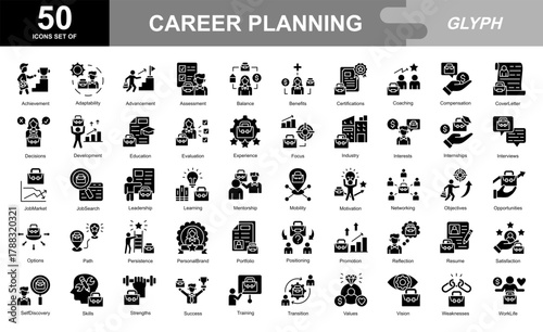 Career Planning glyph iconset