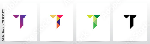 Triangles Geometric Futuristic Minimalist Modern Letter Initial Logo Design T