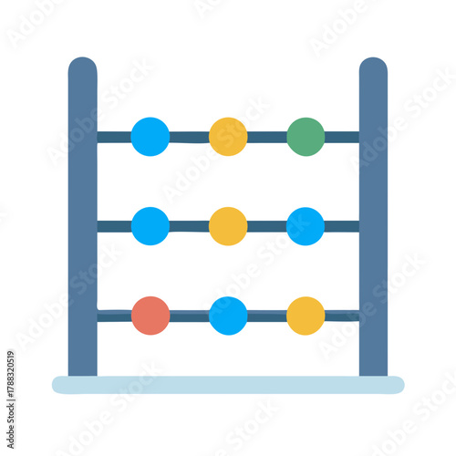 Brightly colored abacus on black background, flat vector style