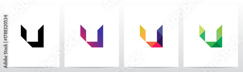 Triangles Geometric Futuristic Minimalist Modern Letter Initial Logo Design U