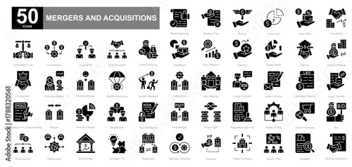 Mergers and Acquisitions glyph iconset