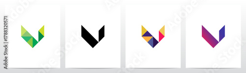 Triangles Geometric Futuristic Minimalist Modern Letter Initial Logo Design V