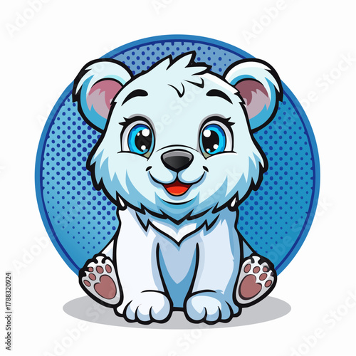 niedlicher kleiner sitzender Eisbär - Cartoon Comic Stil