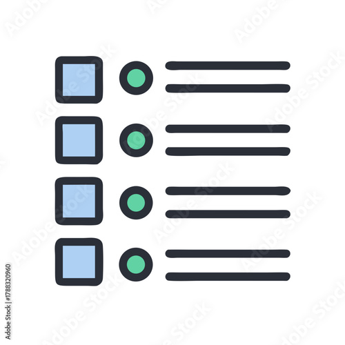Checklist icon indicating task completion with graphical flat style