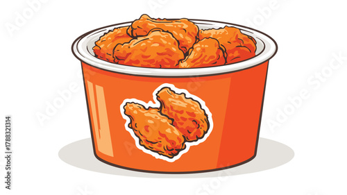 Chicken Wings Picture on Orange Container for Stock Photos