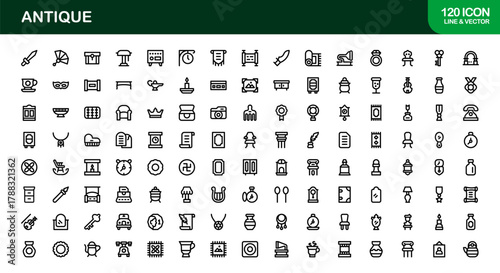 Modern Antique Icon Collection highlighting Vintage Objects, Historical Artifacts, and Classic Designs
