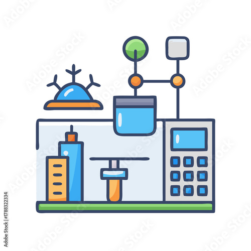 Illustration of scientific laboratory equipment for research and experiments