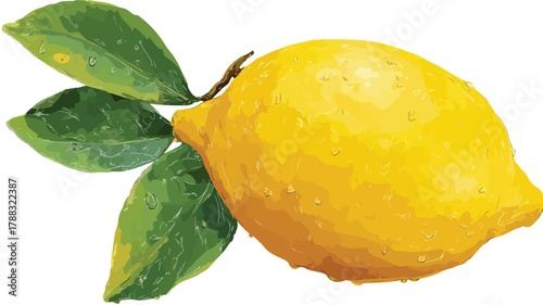 Vibrant Lemon and Green Leaf Vector Illustration for Designs