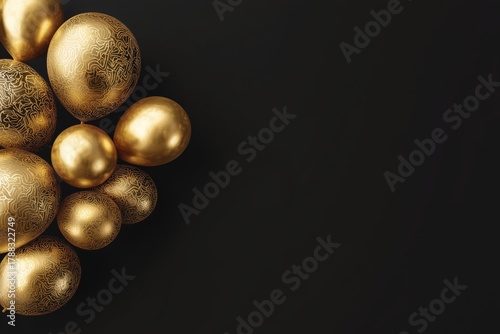 Golden Balloons Arranged Artfully on a Dark Background Ready for Celebration ...