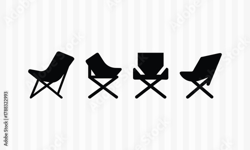 Compact Foldable Chair Vector Icon Portable Seating Clip Art for Interior Design